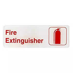 Alpine Industries Fire Extinguisher Sign - Red & White Self Adhesive Indoor & Outdoor Plastic Wall Decal w/Symbol for School, Lab, Home, Kitchen, Office, Restaurant & Hotel Safety