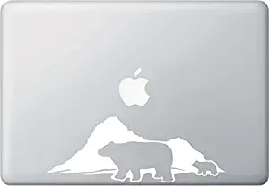 Polar Bear Mom and Baby - MacBook or Laptop Decal - Yadda-Yadda Design Co. (6"w x 2"h) (White)