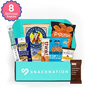 SnackNation - Ultra-Premium Healthy Snack Box Subscription Deluxe Variety Bars, Chips, Sweets for Gifts, Holidays, Celebrations: 8 Snacks