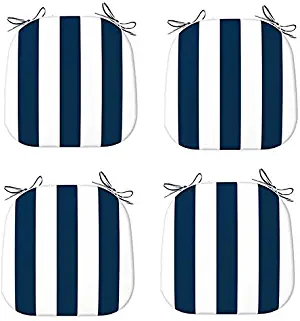 IN4 Care Set of 4 Indoor Outdoor Seat Cushions 16x17 Inch, All Weather Patio Chair Pads U-Shape, Office Patio Furniture Chairs Home Garden Use (Blue Stripes)