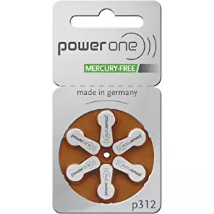 PowerOne Mercury Free Hearing Aid Batteries Size 312 - Pack of 120 + Free Battery Caddy