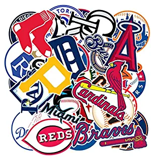 Baseball Team Fans Logo Stickers MLB Major League Baseball All 30 Teams Collection Waterproof Vinyl Sticker Include Twins and Brewers for Hydro Flasks Laptops Water Bottle Skateboard 30 Pack