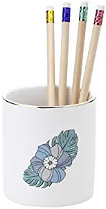 Office Depot Brand Ceramic Floral Pencil Cup, 3-1/4" x 3-7/16", White/Gold