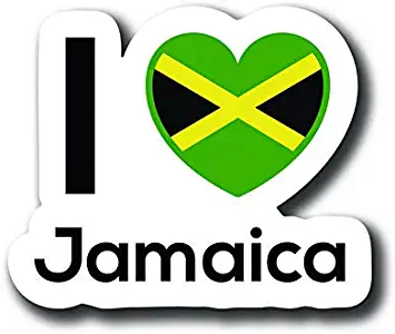 Love Jamaica Flag Decal Sticker Home Pride Travel Car Truck Van Bumper Window Laptop Cup Wall - One 5 Inch Decal - MKS0107