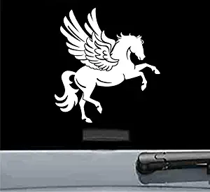 JS Artworks Pegasus Horse Vinyl Decal Sticker (White)