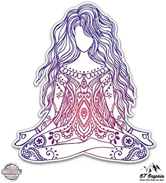 GT Graphics Sitting Yoga Girl Colorful - Vinyl Sticker Waterproof Decal