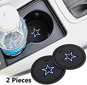 Fujun Upgraded 2 Pcs 2.75 inch for Dallas Cowboys Car Interior Accessories Anti Slip Cup Mat for All Vehicles(Dallas Cowboys)