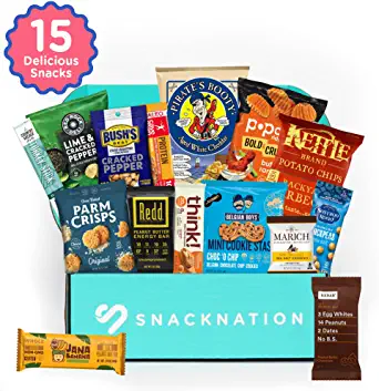 SnackNation - Ultra-Premium Healthy Snack Box Subscription Deluxe Variety Bars, Chips, Sweets for Gifts, Holidays, Celebrations: 15 Snacks