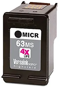 VersaInk-Nano HP 63 MS Black MICR Ink Cartridge for Check Printing