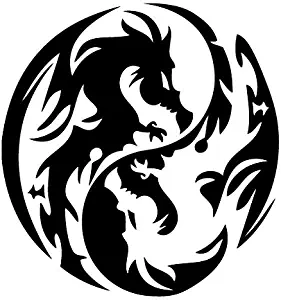 Leon Online Box Dragon Yin Yang - Tribal Decal [12cm Black] Vinyl Sticker for Car, Bike, iPad, Laptop, MacBook, Helmet