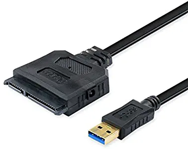 DTECH Slim USB to Hard Drive Cable HDD SSD 3.5 2.5 Inch 22 pin SATA to USB 3.0 Adapter with LED Indicators External Powered Converter for Laptop Desktop Computer SATAIII Disk Data Transfer