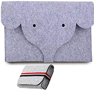 Felt Laptop Sleeve Case Elephant 13 Inch Flannel-Lined with Pouch for MacBook 13" / MacBook Air 13" / MacBook Pro 13" Retina etc.