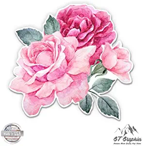 GT Graphics Pink Roses - 3" Vinyl Sticker - For Car Laptop I-Pad Phone Helmet Hard Hat - Waterproof Decal