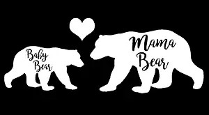 CCI Mama Bear and Baby Bear Decal Vinyl Sticker|Cars Trucks Vans Walls Laptop| White |7.5 x 2.75 in|CCI1157