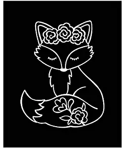 Fox Decal Vinyl Decal | White | Made in USA by Foxtail Decals | for Car Windows, Tablets, Laptops, Water Bottles, etc. | 3.5 x 4.5 inch