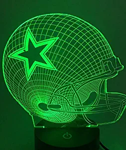 Threetoo Visual Creative Amazing 7 Colors Optical Illusion 3D Glow LED Lighting Nightlight Room Decor Table Lamps (Helmet) Dallas Cowboys