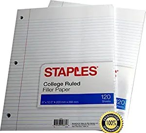 Staples College Ruled Notebook Filler Paper, Loose Leaf (2-Pack)