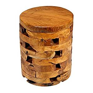 Bare Decor Stonehenge Artisan Accent Table in Solid Teak Wood